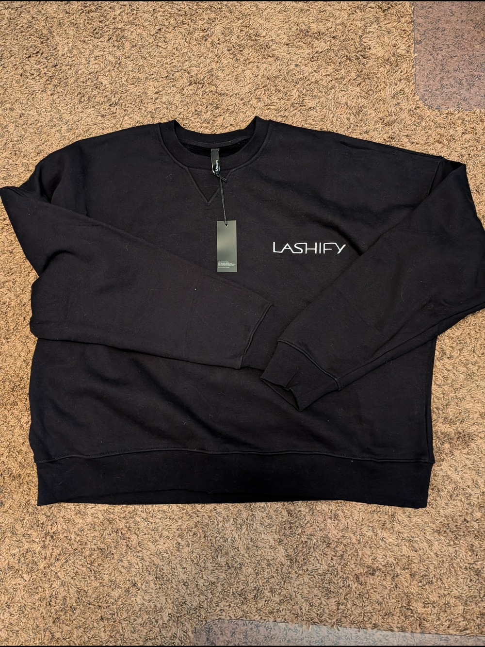 LASHIFY Black Crewneck Sweatshirt with White Logo